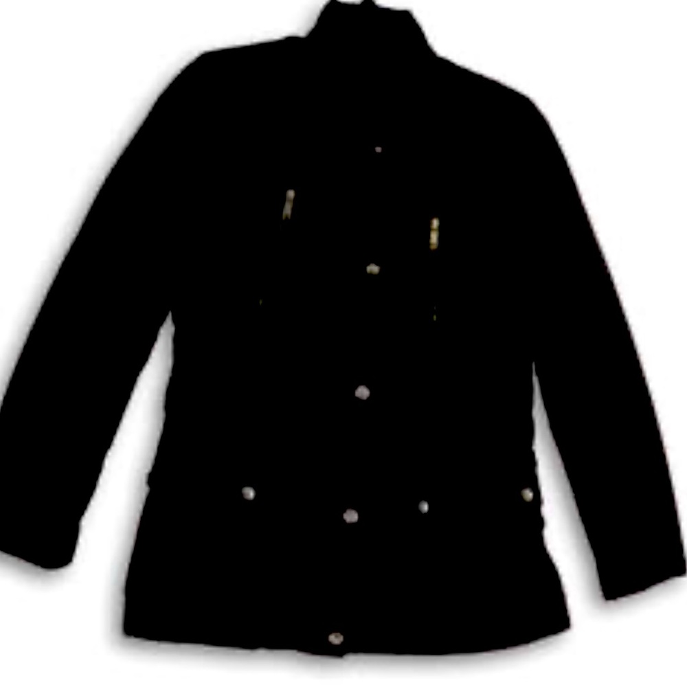 Marc Buchanan Black Wool Leather Parka Military Coat Jacket Sz L